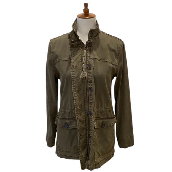 Lucky Brand Jacket Medium Fall Distressed Cargo Jacket Olive Military Utility - Picture 6 of 15
